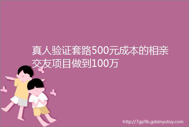 真人验证套路500元成本的相亲交友项目做到100万