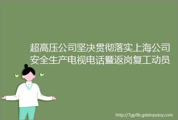 超高压公司坚决贯彻落实上海公司安全生产电视电话暨返岗复工动员会议精神