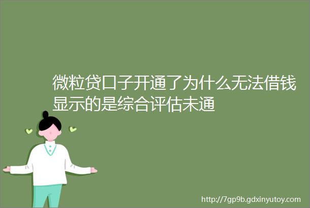 微粒贷口子开通了为什么无法借钱显示的是综合评估未通